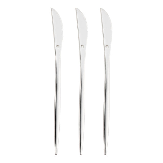 Shiny Metallic Silver Moderno Disposable Plastic Dinner Knives