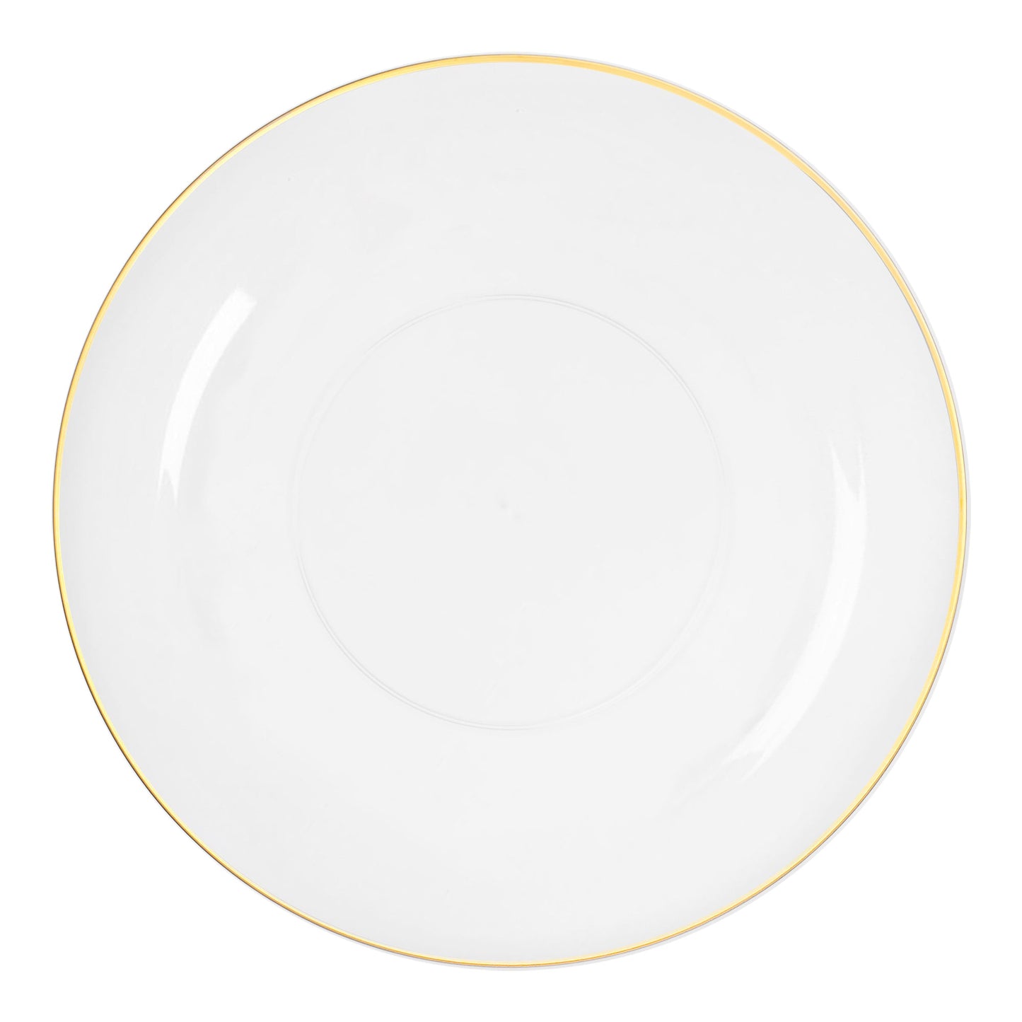 Clear with Gold Rim Organic Round Plastic Dinner Plates (10.25")