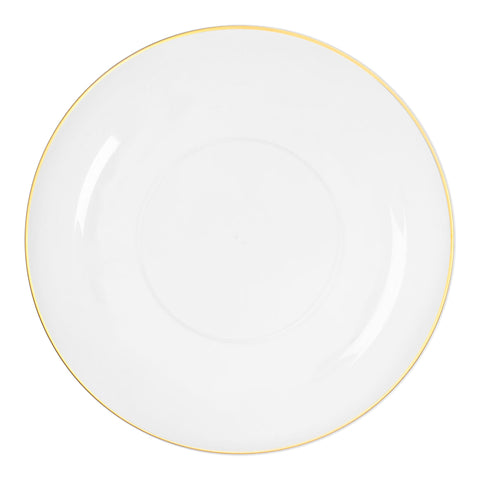 Clear with Gold Rim Organic Round Plastic Dinner Plates (10.25