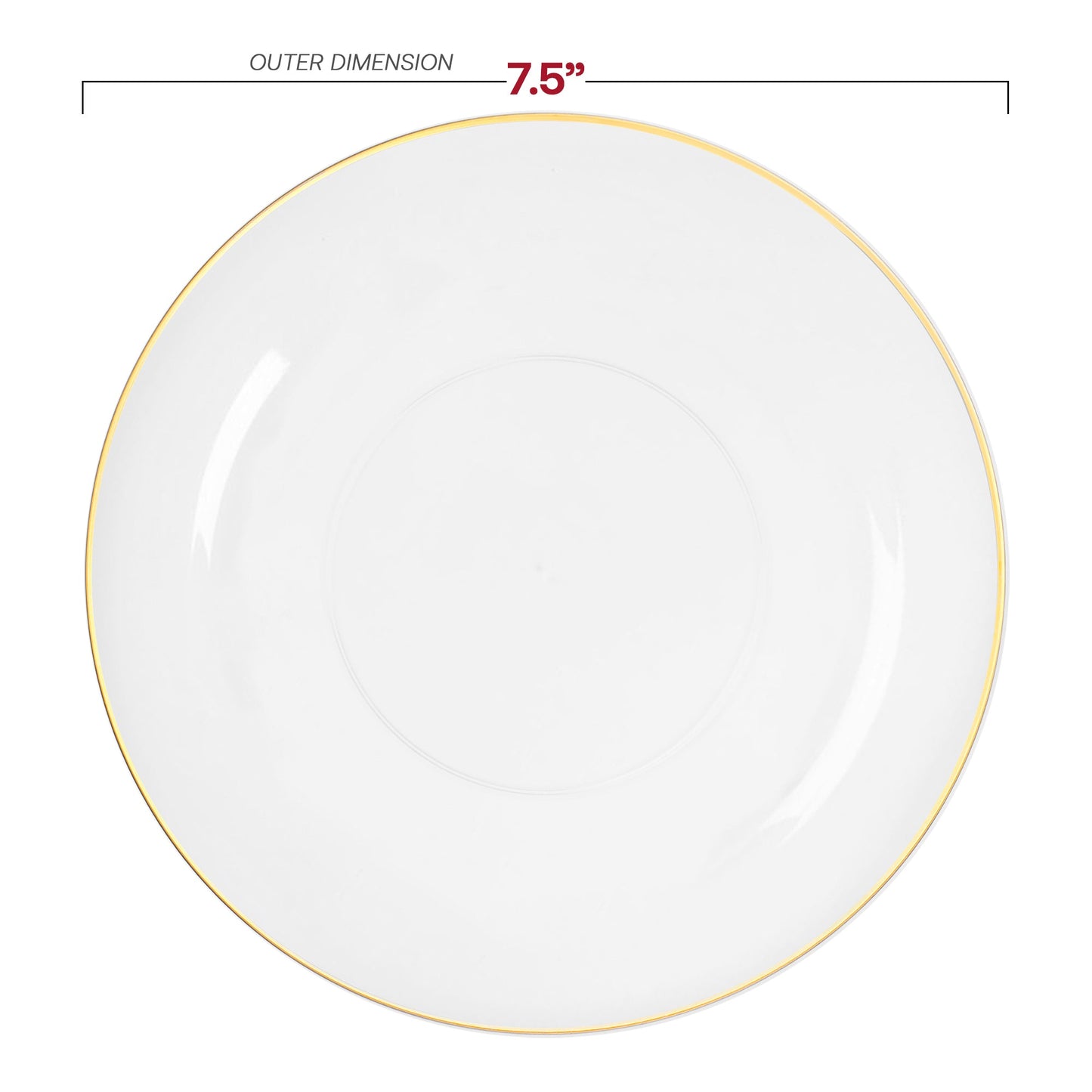 Clear with Gold Rim Organic Round Plastic Appetizer/Salad Plates (7.5")