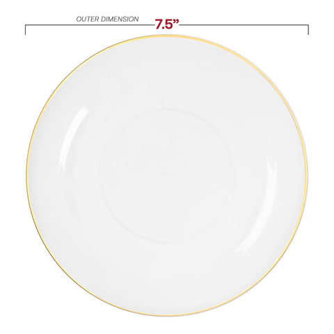Clear with Gold Rim Organic Round Plastic Appetizer/Salad Plates (7.5
