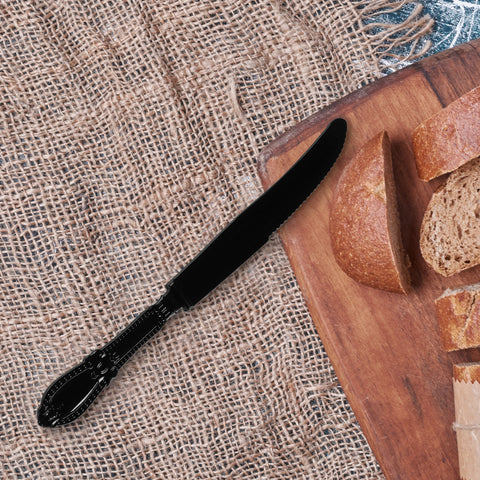 Black Baroque Plastic Dinner Knives