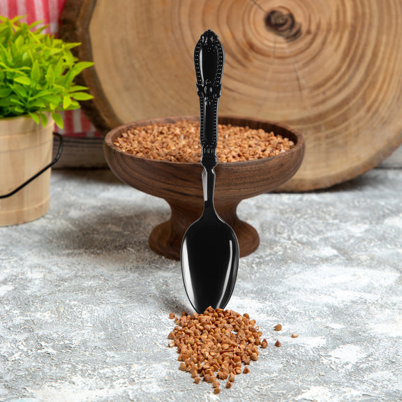 Plastic Spoons - Black Baroque Dinner Spoons | Kaya Collection – The ...