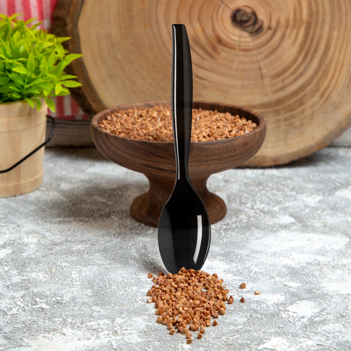 Black Plastic Serving Spoons
