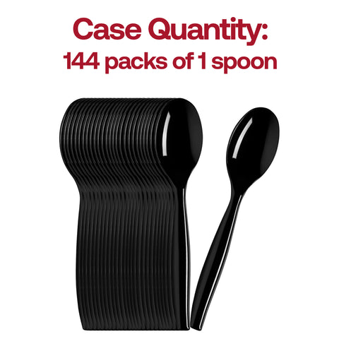 Black Disposable Plastic Serving Spoons