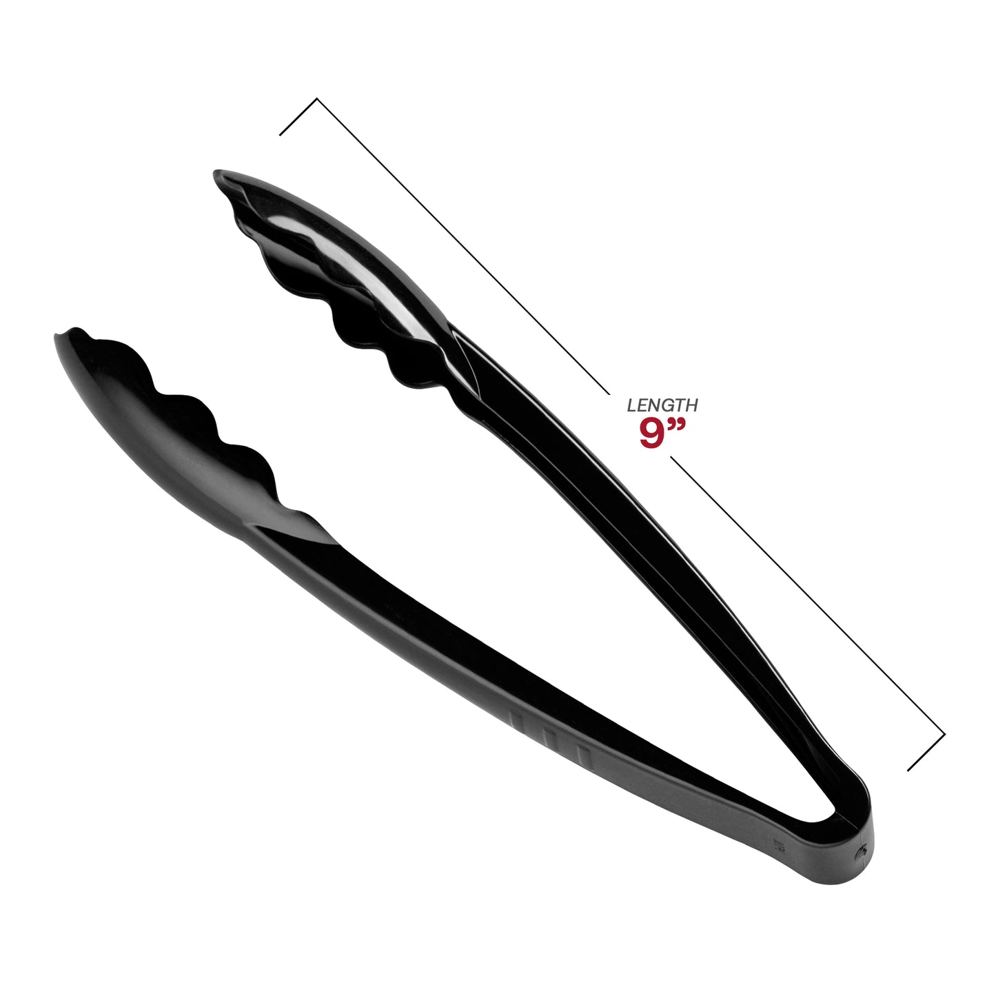 9" Black Plastic Serving Tongs