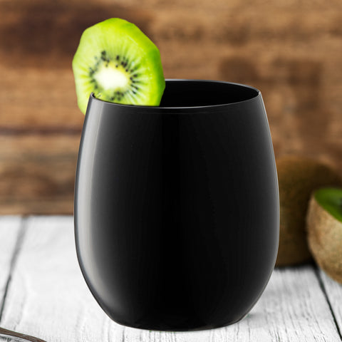 12 oz. Black Elegant Disposable Plastic Wine Glasses