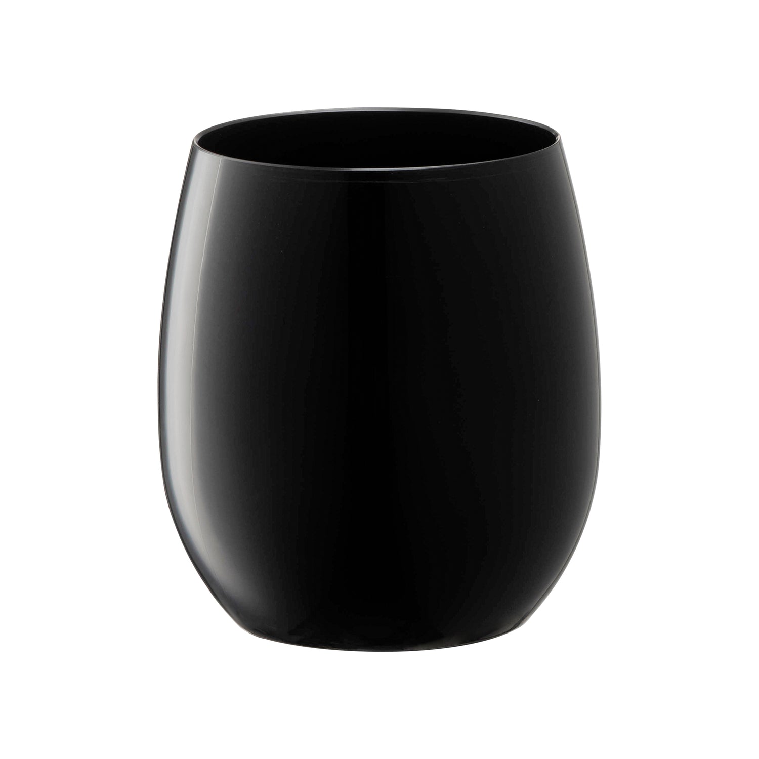 Black Elegant Stemless Plastic Wine Glasses | The Kaya Collection