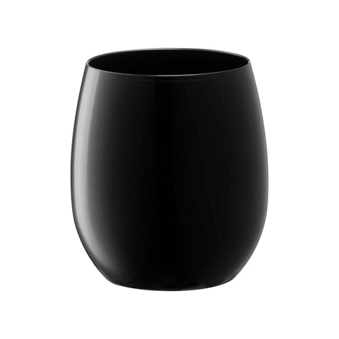 Black Elegant Stemless Plastic Wine Glasses | The Kaya Collection