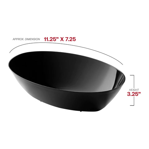 Black Oval Disposable Plastic Serving Bowls (2 qt.)