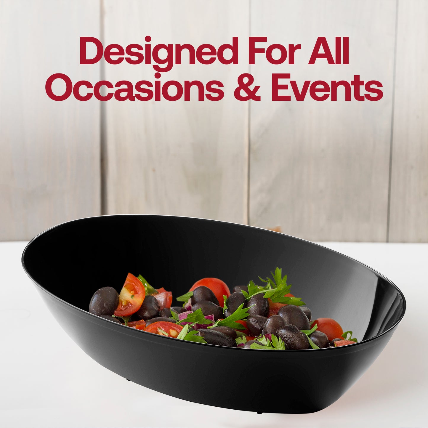 Black Oval Disposable Plastic Serving Bowls (2 qt.)