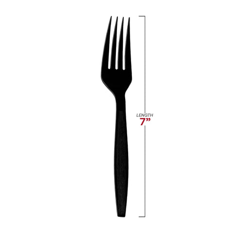 Black Plastic Disposable Forks Dimension | The Kaya Collection