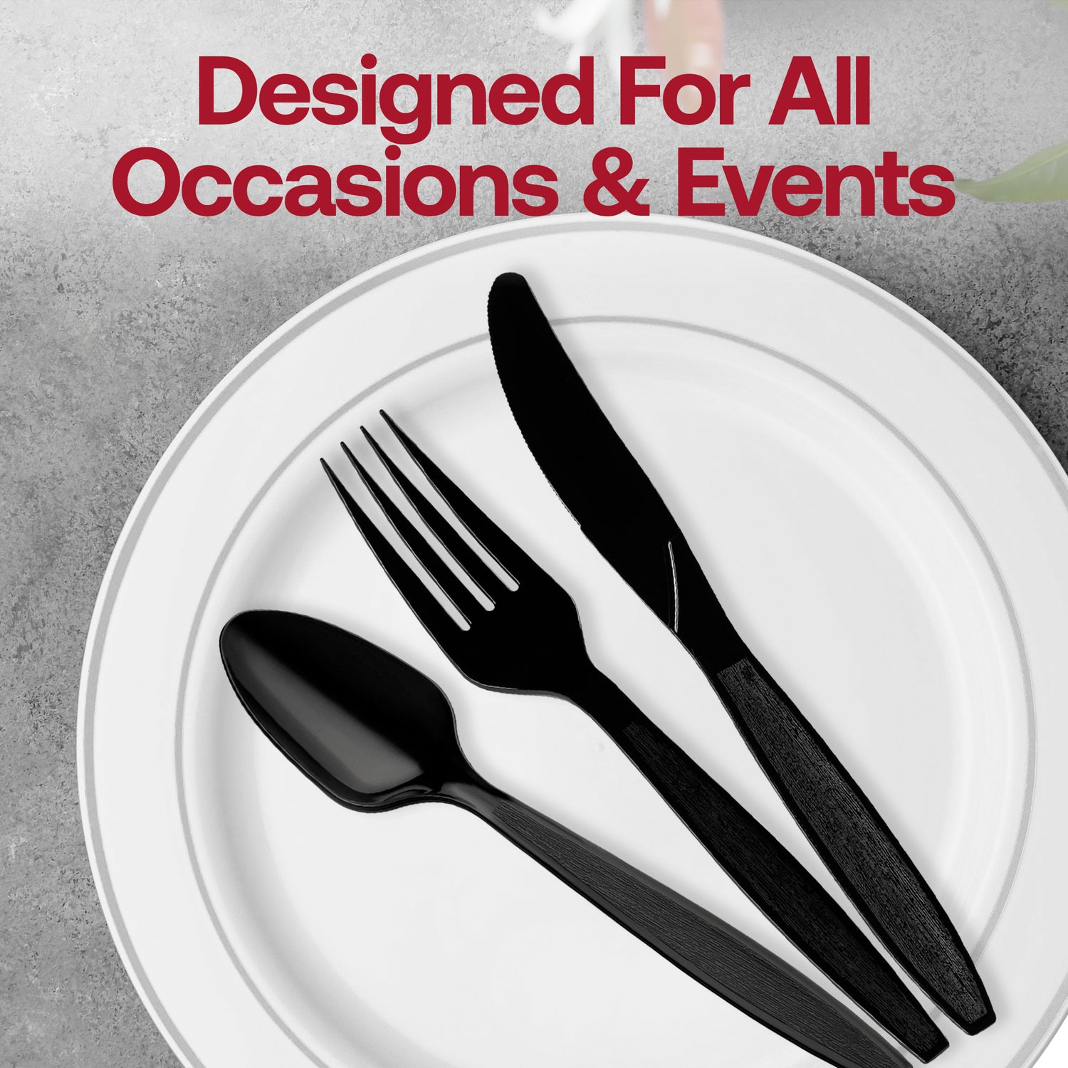 Black Plastic Disposable Forks Lifestyle | The Kaya Collection