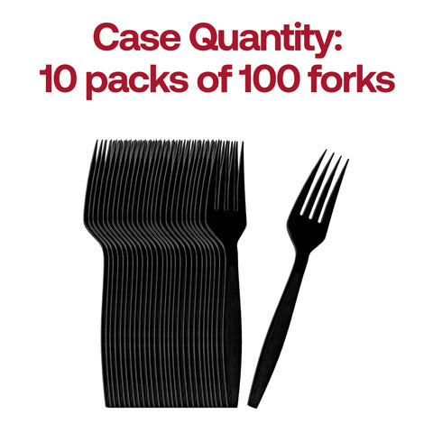 Black Plastic Disposable Forks Quantity | The Kaya Collection