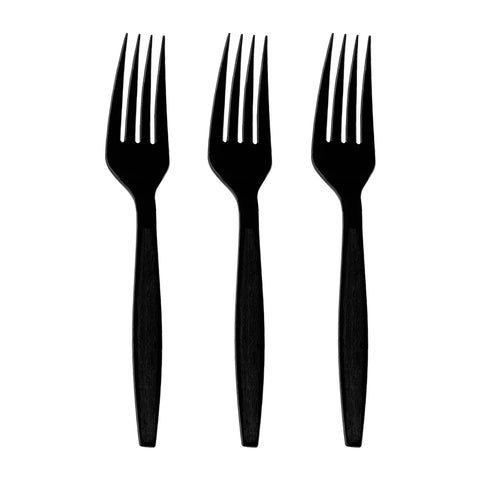 Black Plastic Disposable Forks Secondary | The Kaya Collection