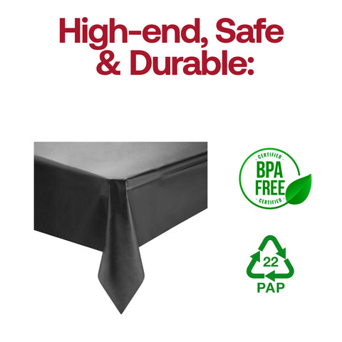 Black Rectangular Plastic Tablecloths (54