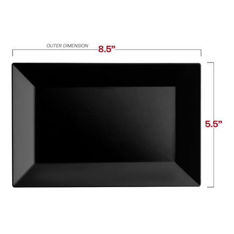 Black Rectangular Disposable Plastic Dessert Plates (5.5