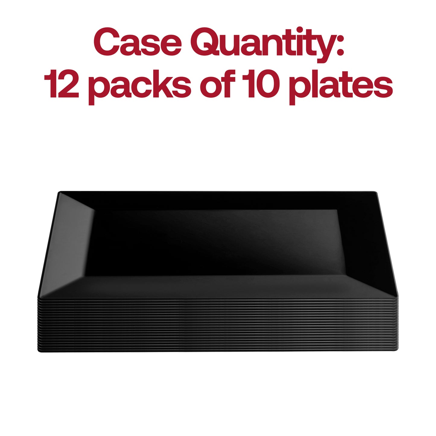 Black Rectangular Disposable Plastic Dessert Plates (5.5" x 8.5")