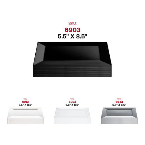 Black Rectangular Disposable Plastic Dessert Plates (5.5