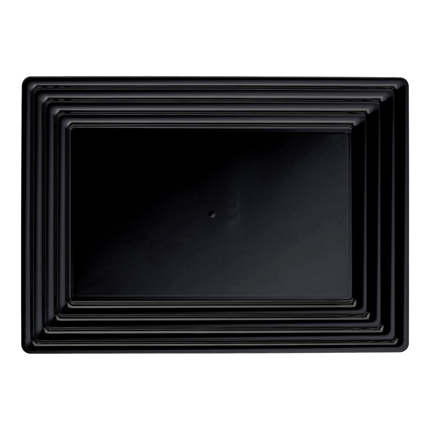 9" x 13" Black Rectangular with Groove Rim Disposable Plastic Serving Trays