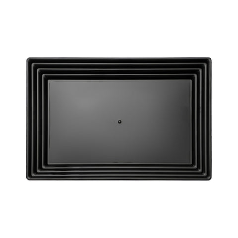 Black Rectangular with Groove Rim Plastic Serving Trays | The Kaya Collection