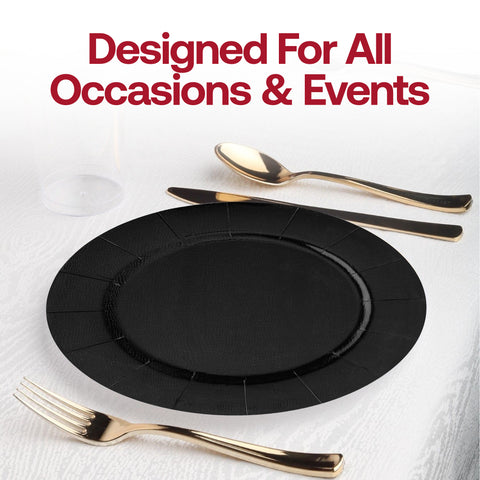 Black Round Paper Charger Plates (13
