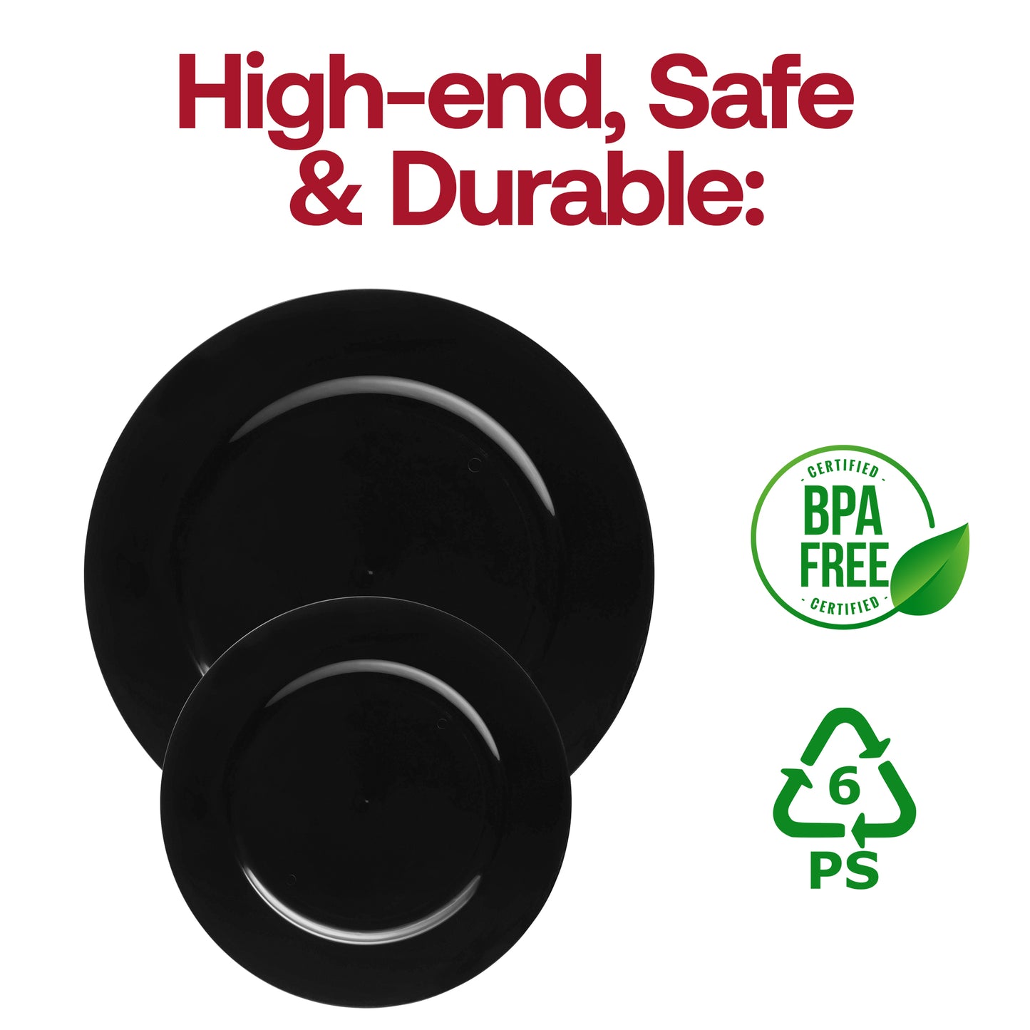 Black Round Plastic Charger Plates (13")