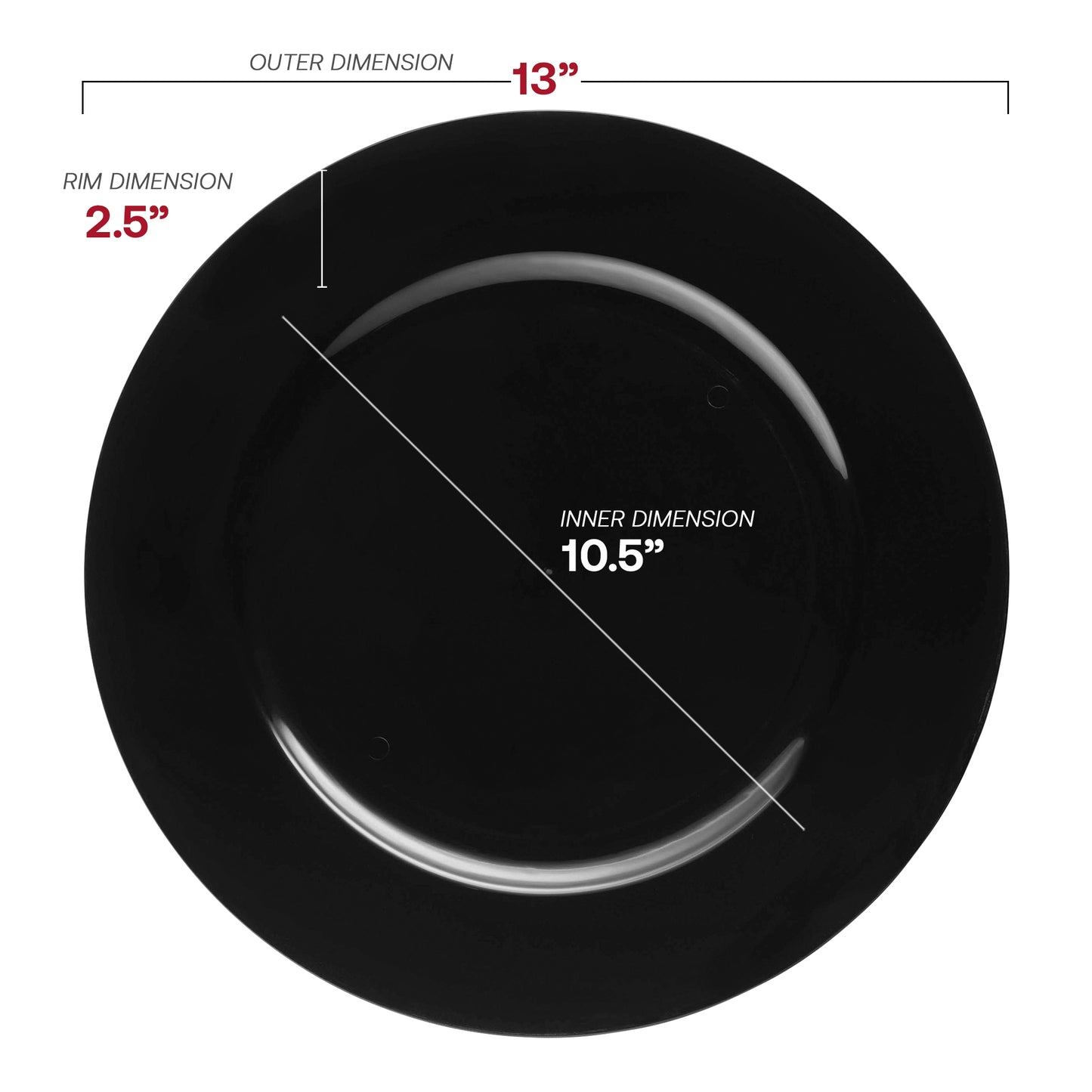 Black Round Plastic Charger Plates (13")