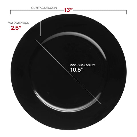 Black Round Plastic Charger Plates (13