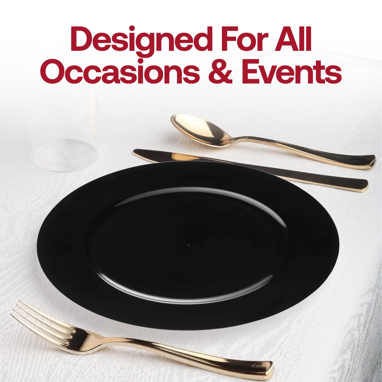 Black Round Plastic Charger Plates (13")