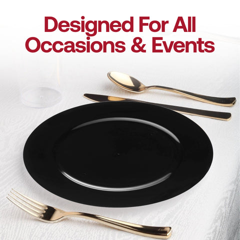 Black Round Plastic Charger Plates (13