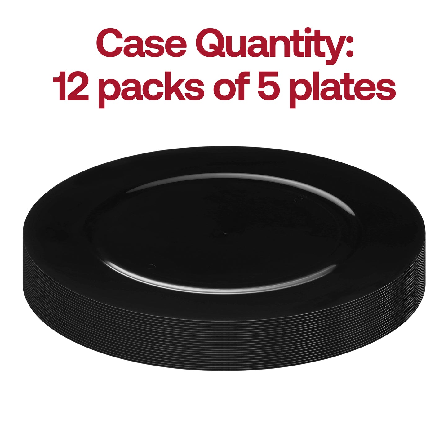 Black Round Plastic Charger Plates (13")