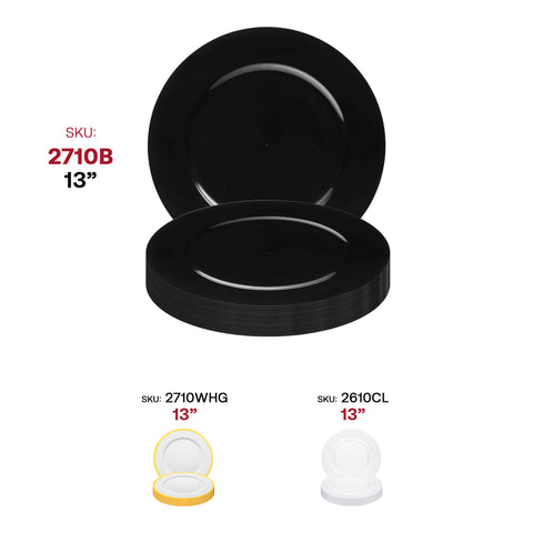 Black Round Plastic Charger Plates (13