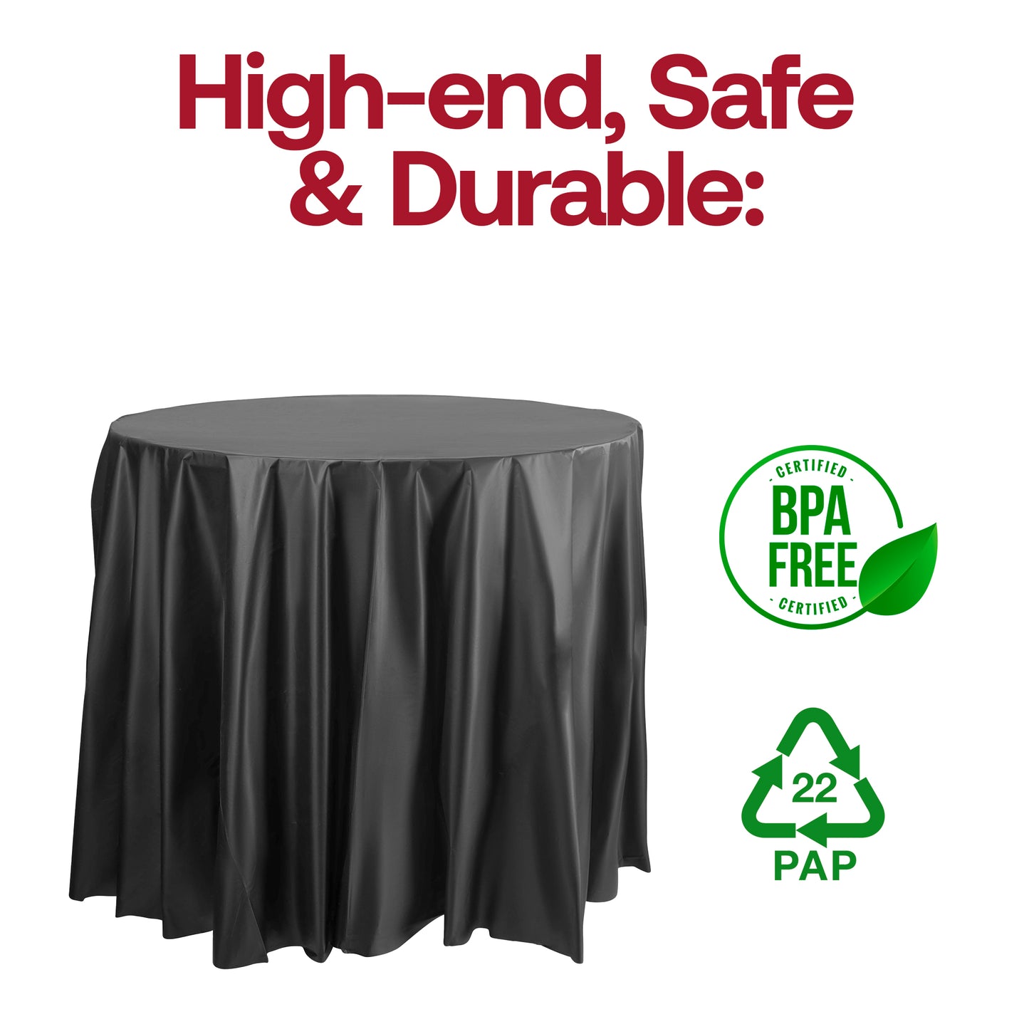 Black Round Plastic Tablecloths (84")
