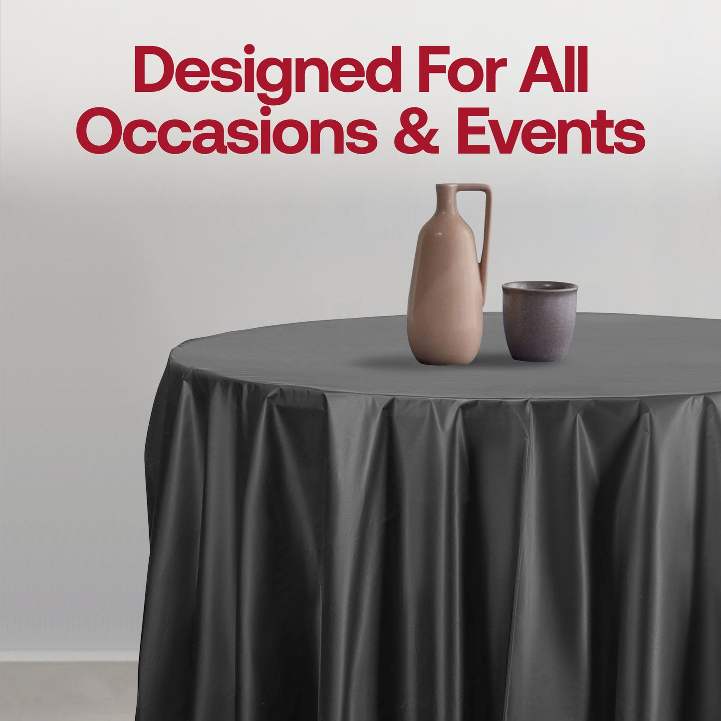 Black Round Plastic Tablecloths (84")