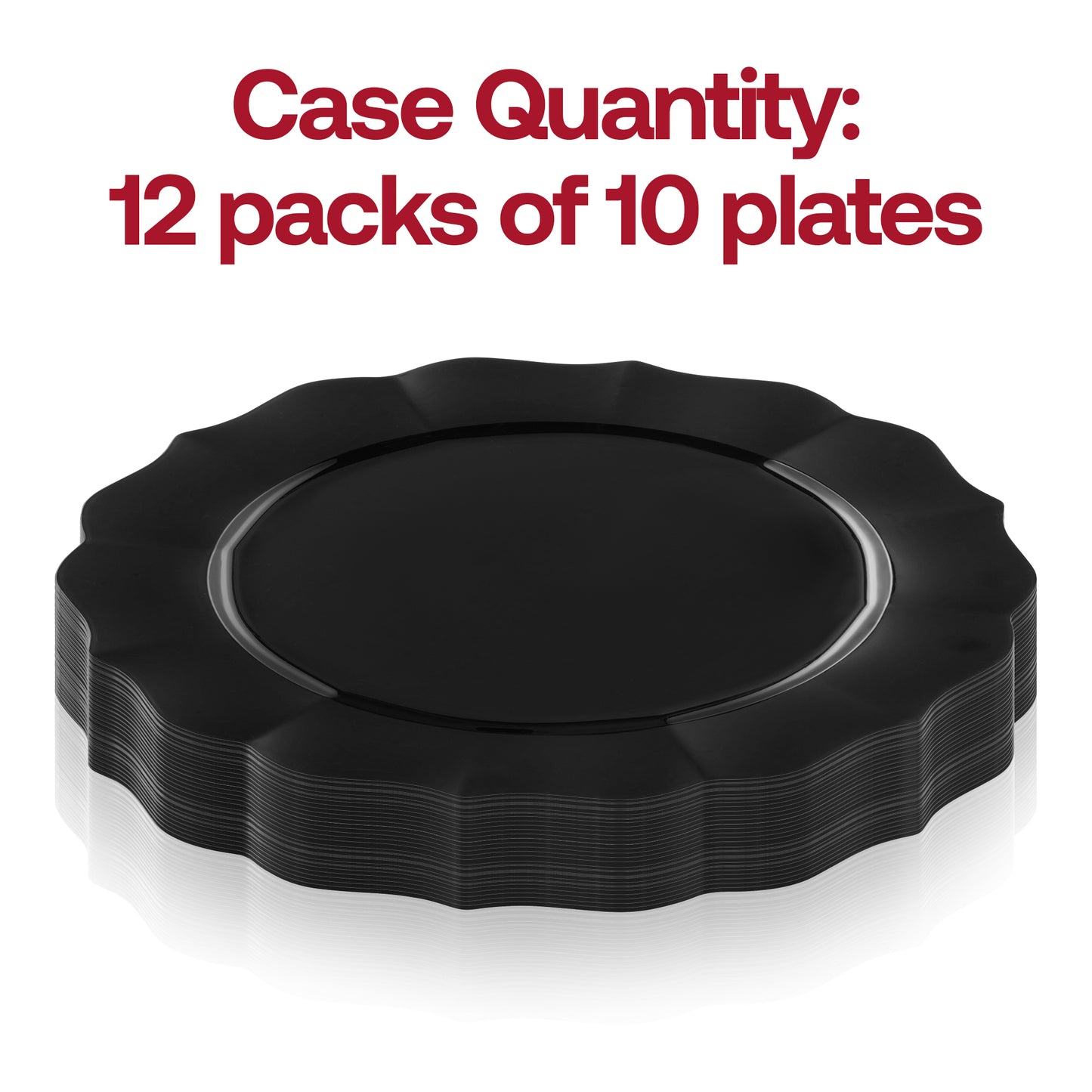 Black Round Lotus Plastic Appetizer/Salad Plates (7.5") Quantity | The Kaya Collection
