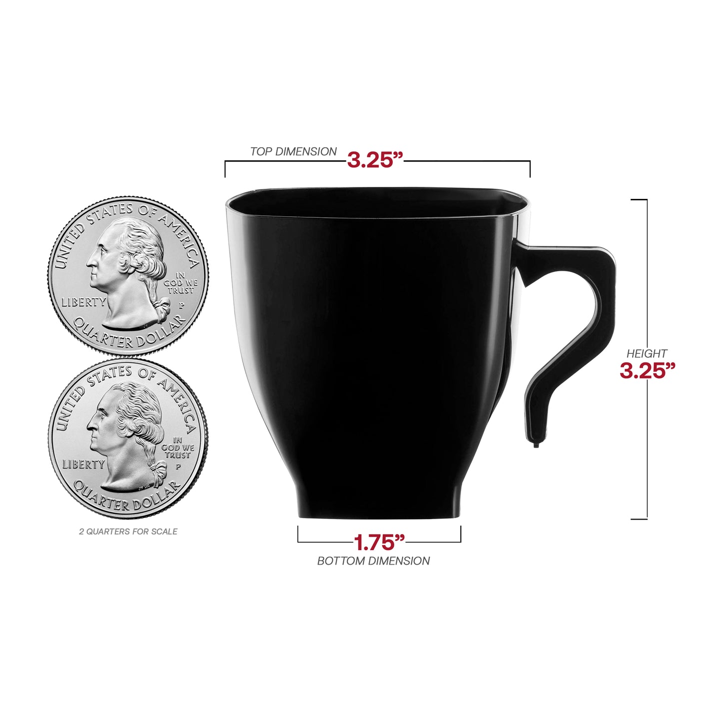 8 oz. Black Square Disposable Plastic Coffee Mugs