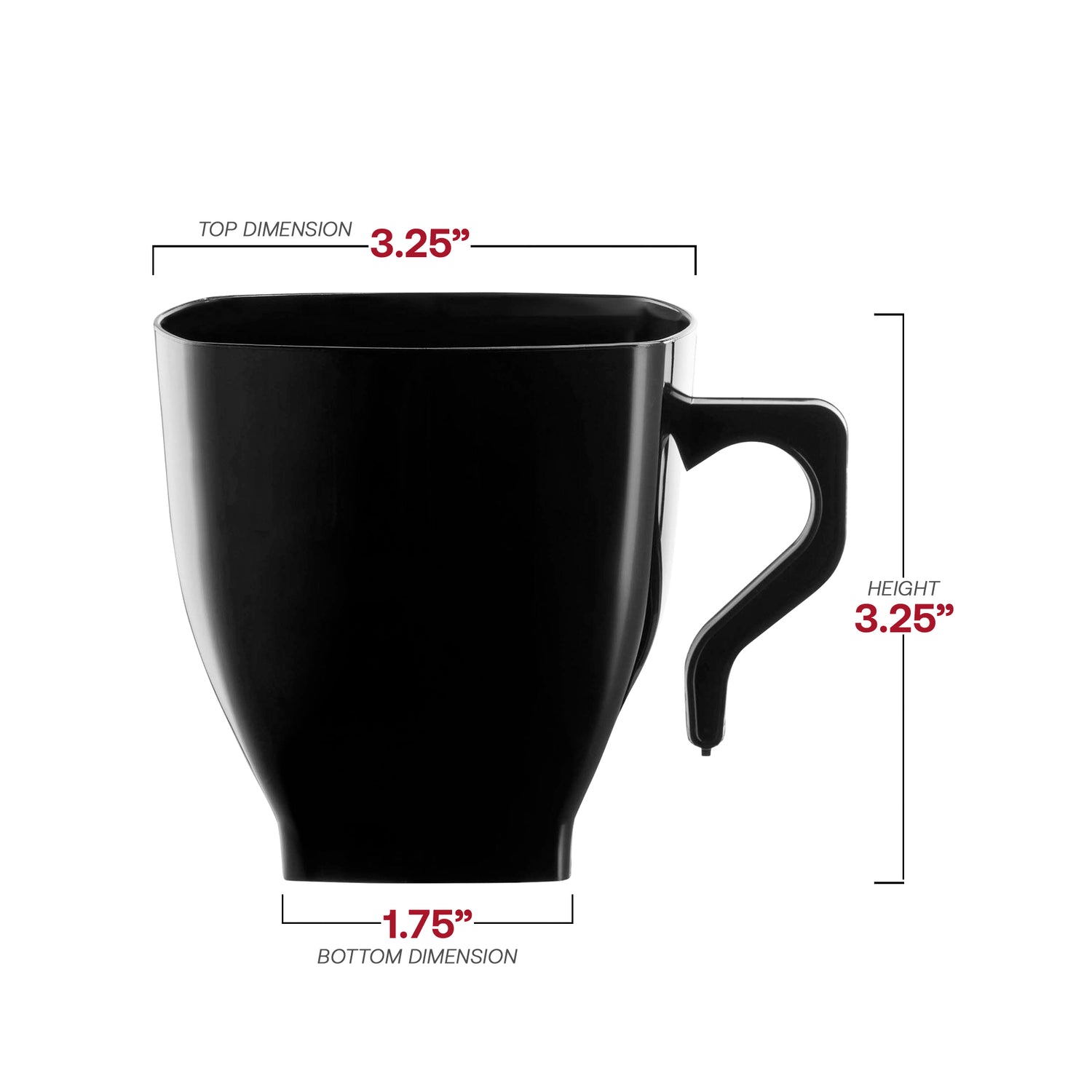 8 oz. Black Square Disposable Plastic Coffee Mugs | Kaya Collection
