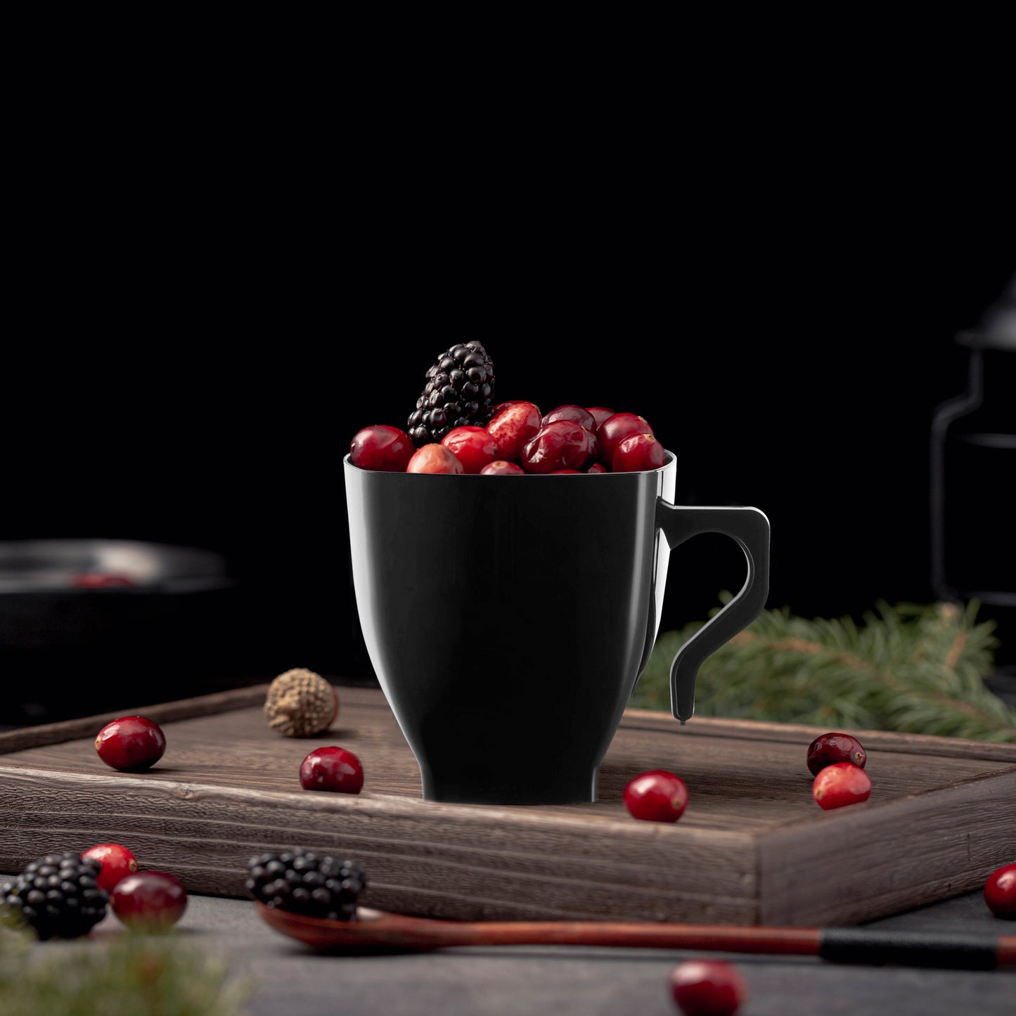 8 oz. Black Square Disposable Plastic Coffee Mugs