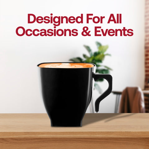 8 oz. Black Square Disposable Plastic Coffee Mugs | Kaya Collection
