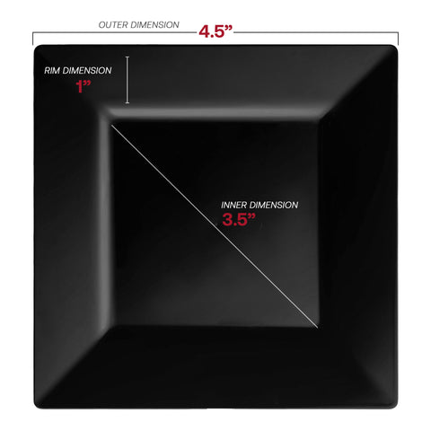 Black Square Disposable Plastic Pastry Plates (4.5