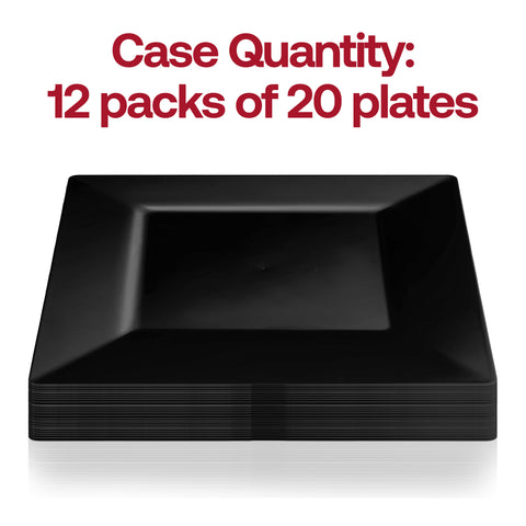 Black Square Disposable Plastic Pastry Plates (4.5