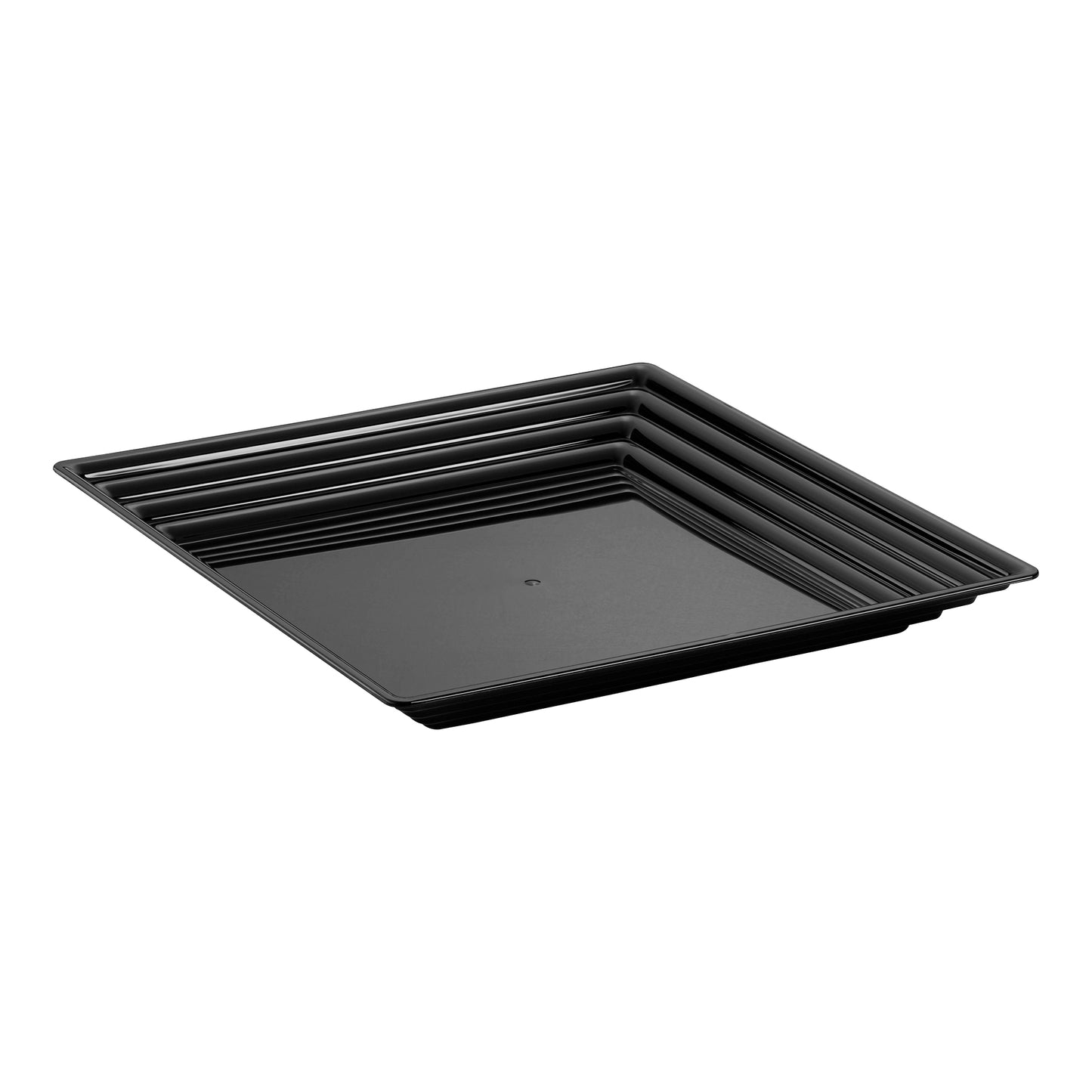 16" x 16" Black Square with Groove Rim Disposable Plastic Serving Trays