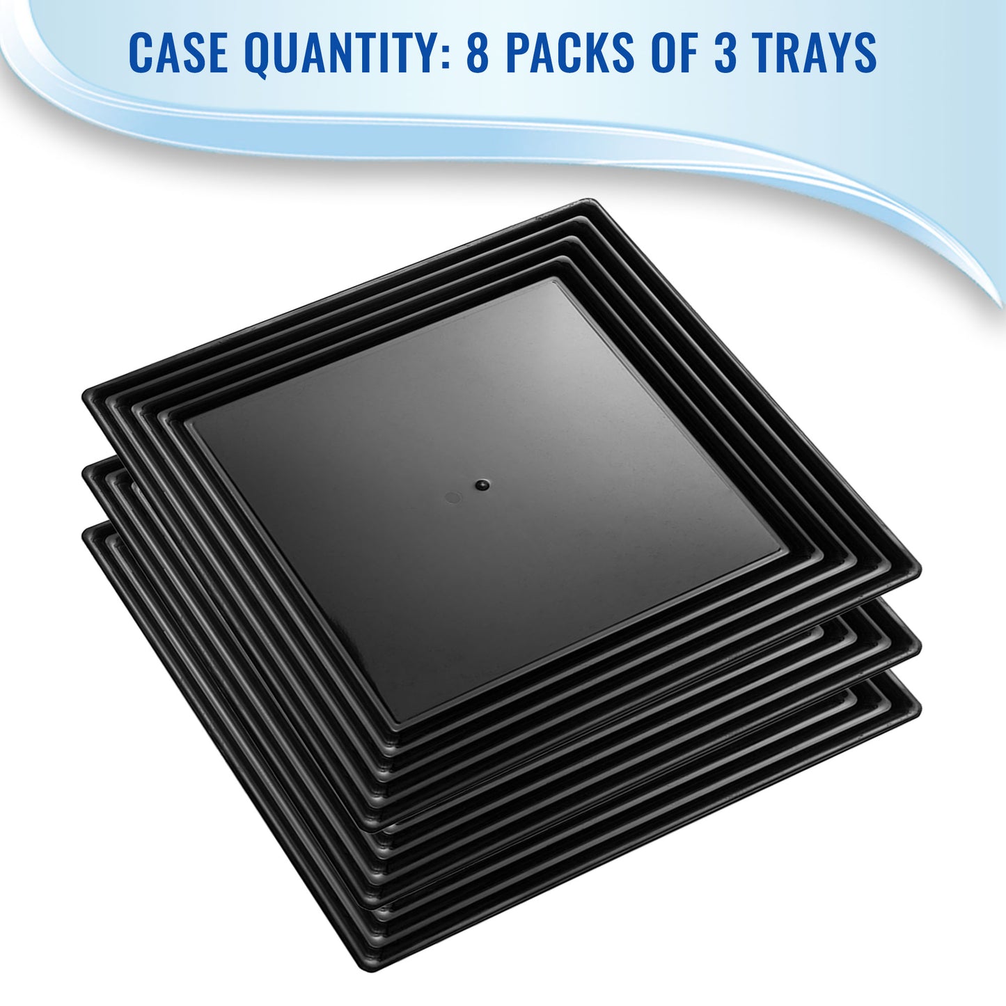 12" x 12" Black Square with Groove Rim Plastic Serving Trays | The Kaya Collection