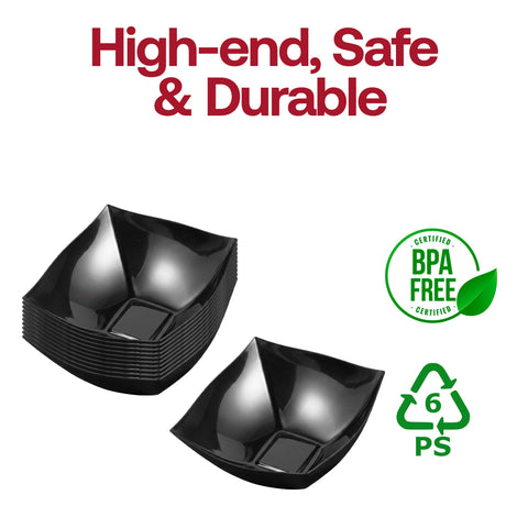 16 oz Black Wave Square Bowls