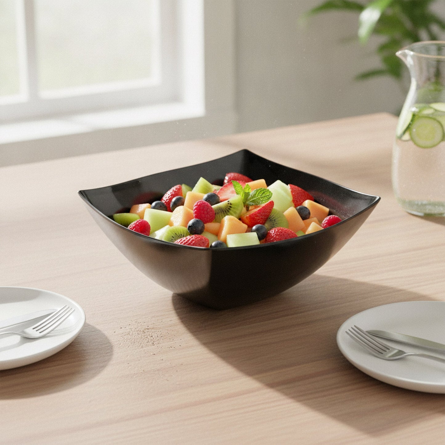 8 oz Black Wave Square Bowls