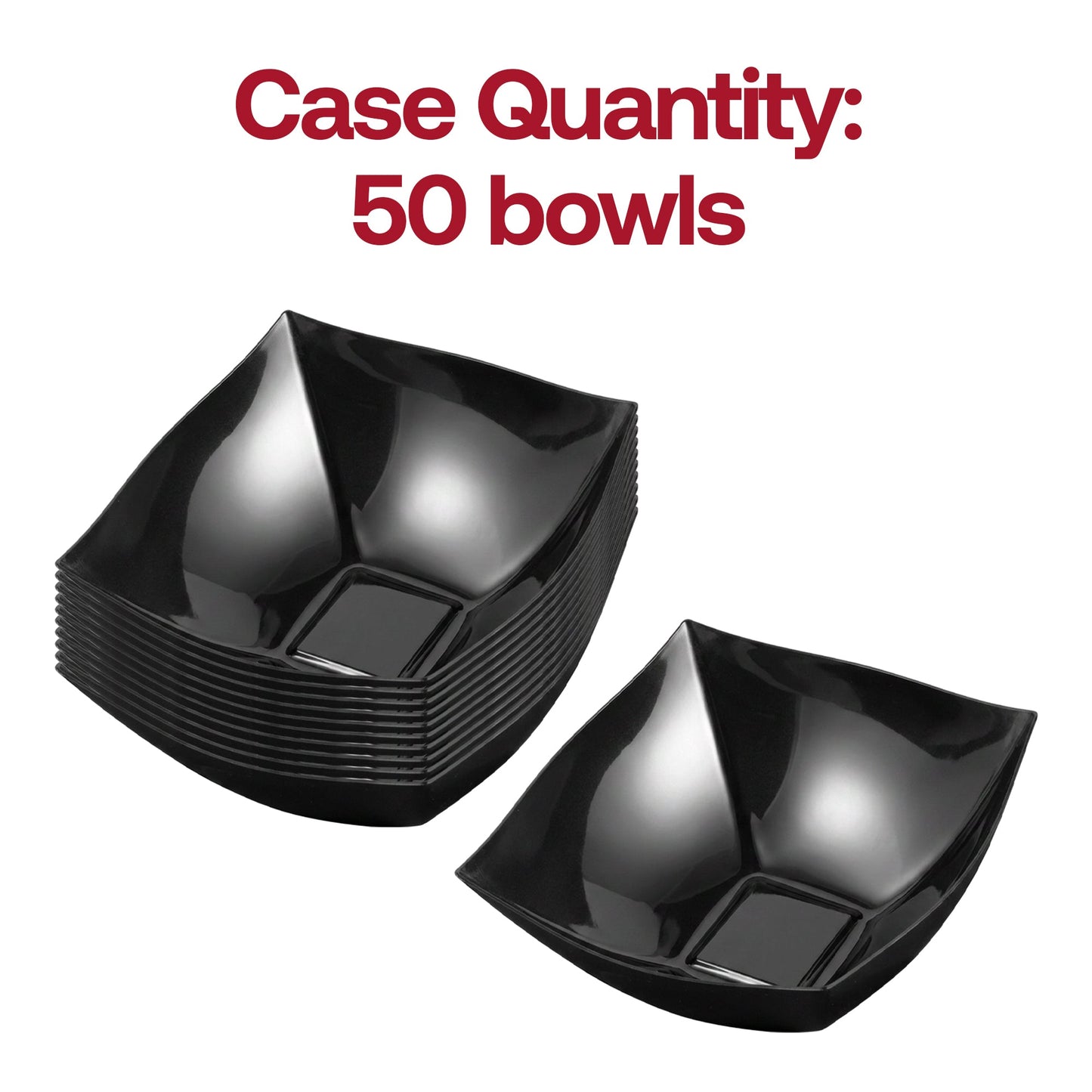64 oz Black Wave Square Bowls