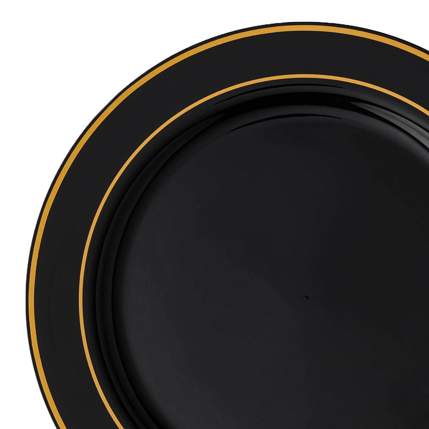 Black with Gold Edge Rim Plastic Appetizer/Salad Plates (7.5") | The Kaya Collection