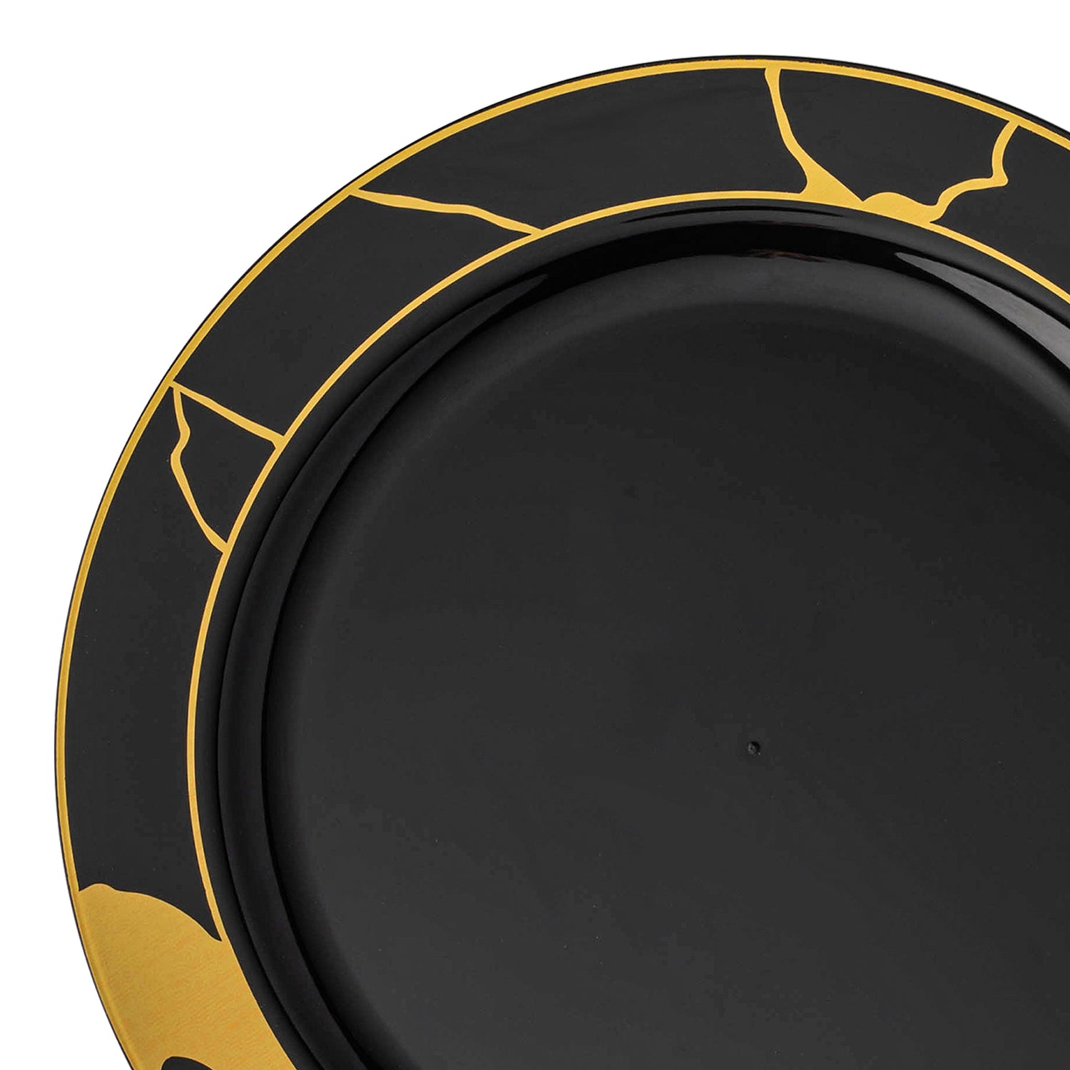Black with Gold Marble Disposable Plastic Appetizer/Salad Plates (7.5") | The Kaya Collection