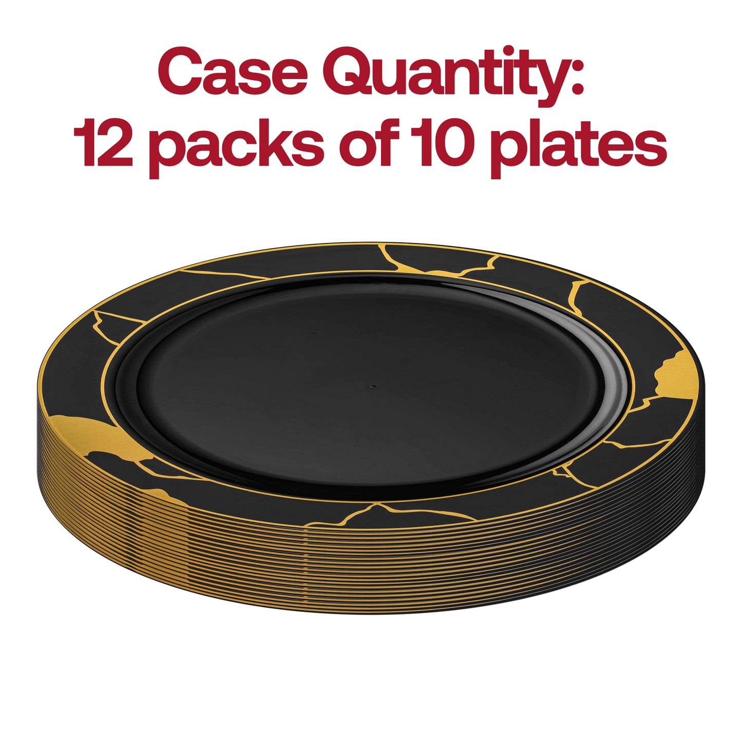 Black with Gold Marble Disposable Plastic Appetizer/Salad Plates (7.5") Quantity | The Kaya Collection